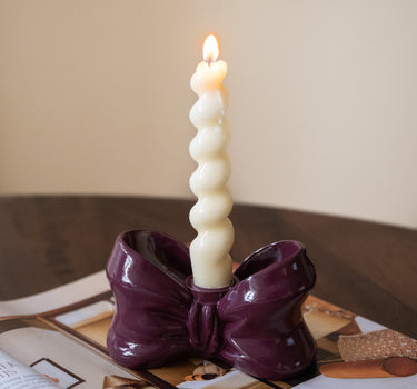 Candle Holder Bow Burgundy - Things I Like Things I Love