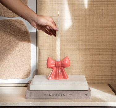 Candle Holder Bow Pink - Things I Like Things I Love