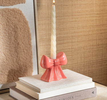 Candle Holder Bow Pink - Things I Like Things I Love