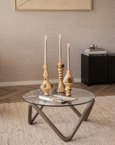Candle Holder Ceramic Obelisk Honey Brown - Things I Like Things I Love