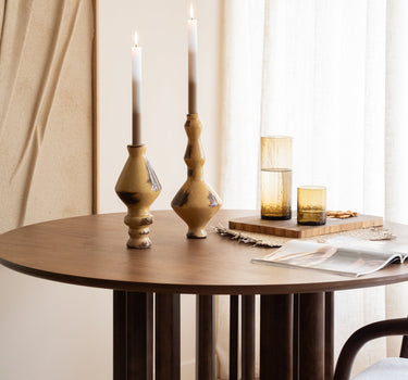Candle Holder Ceramic Obelisk Honey Brown - Things I Like Things I Love