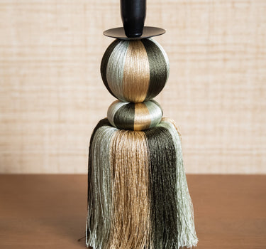 Candle Holder Eda Fringes Green - Things I Like Things I Love