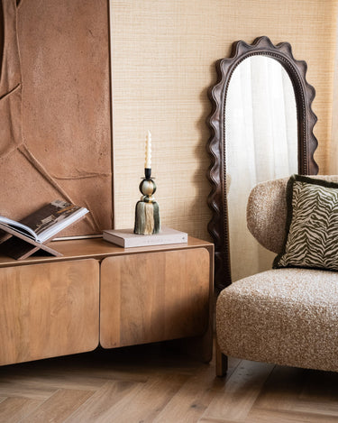 Candle Holder Eda Fringes Green - Things I Like Things I Love