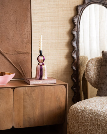 Candle Holder Eda Fringes Pink - Things I Like Things I Love