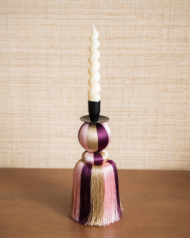 Candle Holder Eda Fringes Pink - Things I Like Things I Love