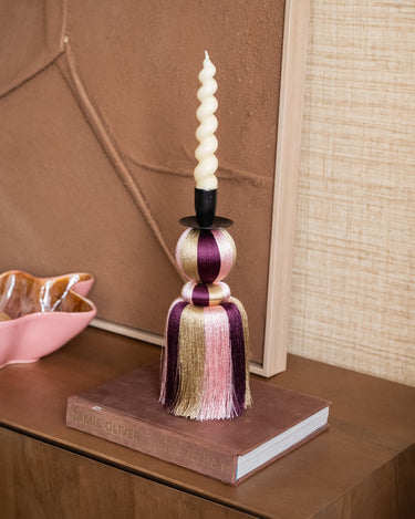 Candle Holder Eda Fringes Pink - Things I Like Things I Love