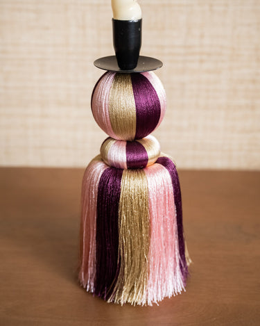 Candle Holder Eda Fringes Pink - Things I Like Things I Love