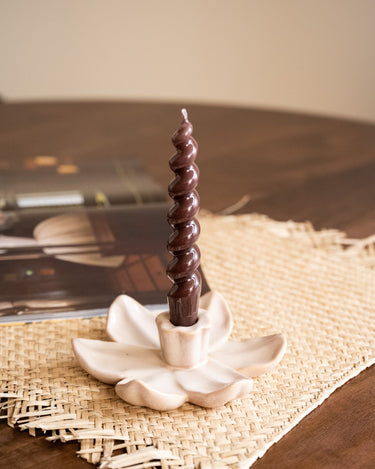 Candle Holder Lotus Beige - Things I Like Things I Love