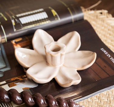 Candle Holder Lotus Beige - Things I Like Things I Love
