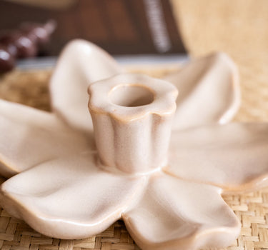 Candle Holder Lotus Beige - Things I Like Things I Love