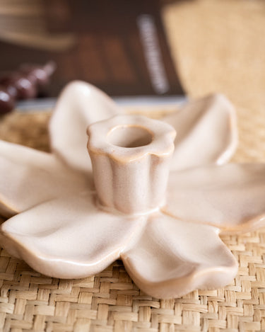 Candle Holder Lotus Beige - Things I Like Things I Love