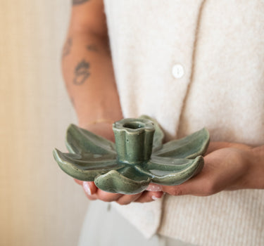 Candle Holder Lotus Green - Things I Like Things I Love
