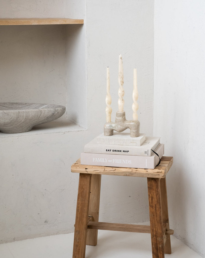 Candle Holder Marble Beige Small - Things I Like Things I Love