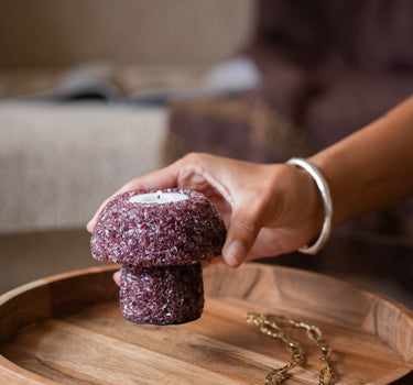 Candle Holder Mushroom Glass - Things I Like Things I Love