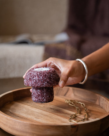 Candle Holder Mushroom Glass - Things I Like Things I Love