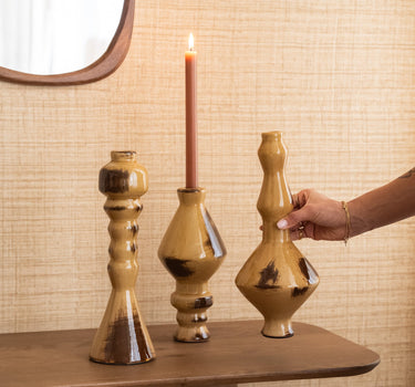 Candle Holder Obelisk Honey Brown - Things I Like Things I Love