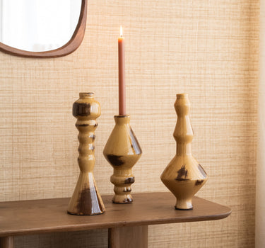 Candle Holder Obelisk Honey Brown - Things I Like Things I Love