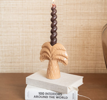 Candle Holder Palm Tree Beige - Things I Like Things I Love