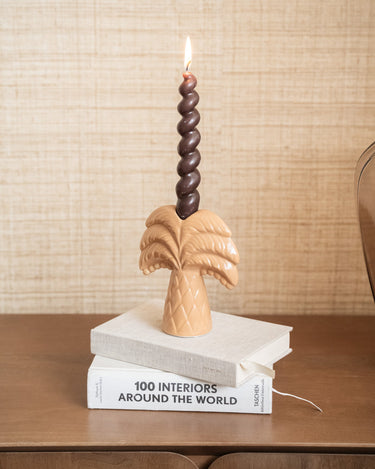 Candle Holder Palm Tree Beige - Things I Like Things I Love