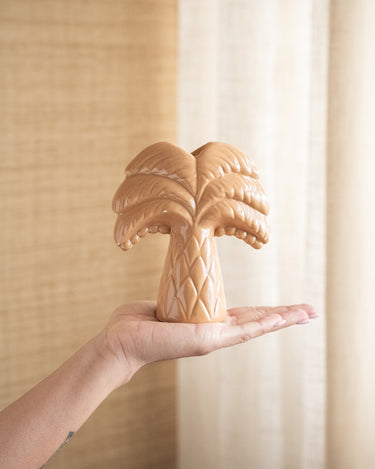 Candle Holder Palm Tree Beige - Things I Like Things I Love