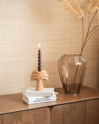 Candle Holder Palm Tree Beige - Things I Like Things I Love