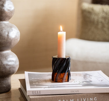 Candle Holder Swirl Brown - Things I Like Things I Love