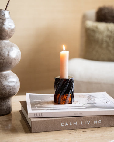 Candle Holder Swirl Brown - Things I Like Things I Love