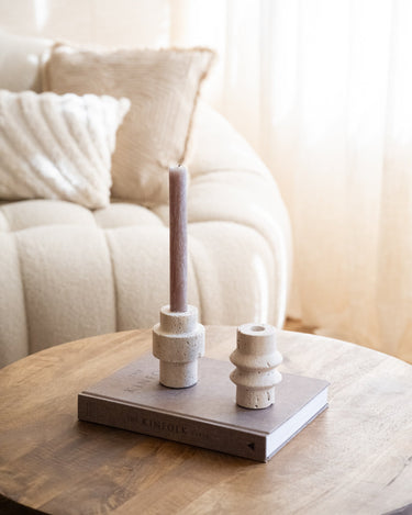 Candle Holder Travertine Natural - Things I Like Things I Love