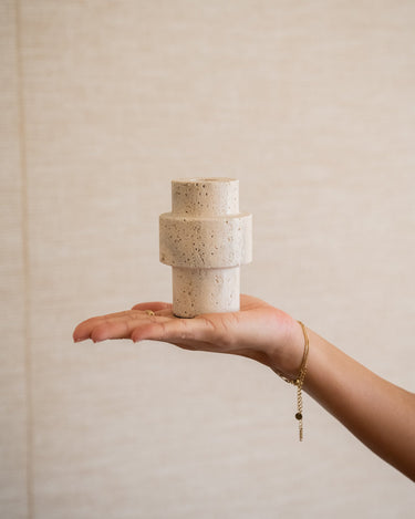 Candle Holder Travertine Natural - Things I Like Things I Love