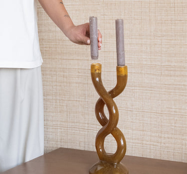 Candle Holder Twist Brown - Things I Like Things I Love