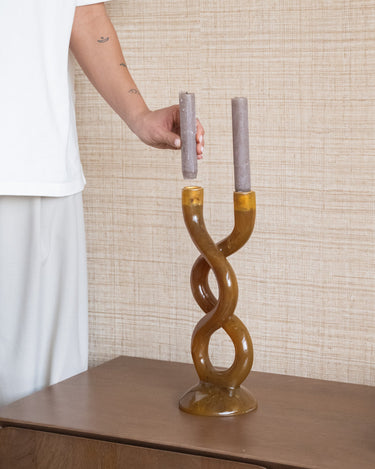 Candle Holder Twist Brown - Things I Like Things I Love