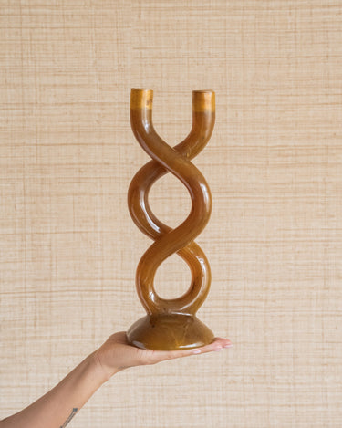 Candle Holder Twist Brown - Things I Like Things I Love