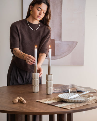 Candle Holder Zilt Beige - Things I Like Things I Love