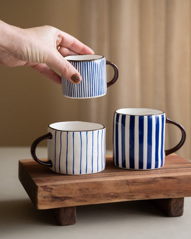 Cappuccinotasse Anafi Blau gestreift