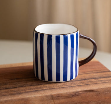 Cappuccino Mug Anafi Blue Stripe - Things I Like Things I Love