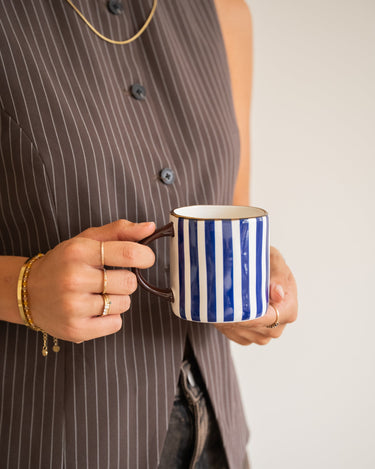 Cappuccino Mug Anafi Blue Stripe - Things I Like Things I Love