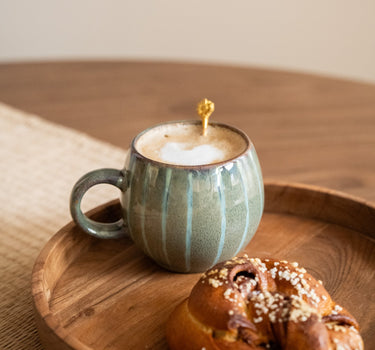 Cappuccino Mug Green Stripes - Things I Like Things I Love