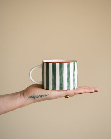 Cappuccino Mug Mykonos Green Stripe - Things I Like Things I Love