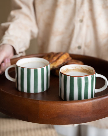 Cappuccino Mug Mykonos Green Stripe - Things I Like Things I Love