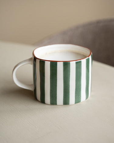 Cappuccino Mug Mykonos Green Stripe - Things I Like Things I Love
