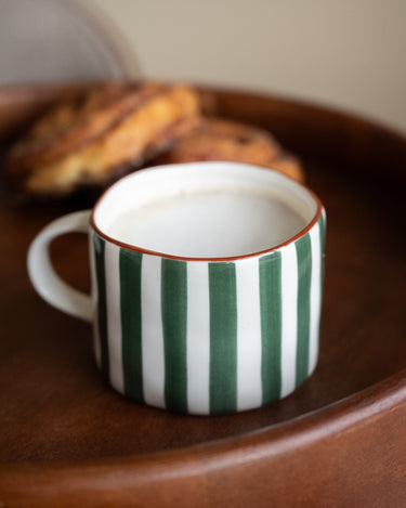 Cappuccino Mug Mykonos Green Stripe - Things I Like Things I Love