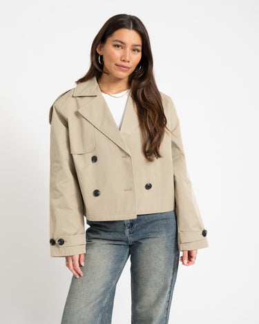 Carlie Short Trenchcoat Sand - Things I Like Things I Love