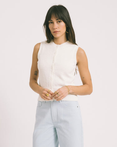 Carmen O - Neck Knit Cardigan Birch - Things I Like Things I Love