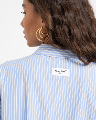 Caro Poplin Stripe Shirt Blue - Things I Like Things I Love