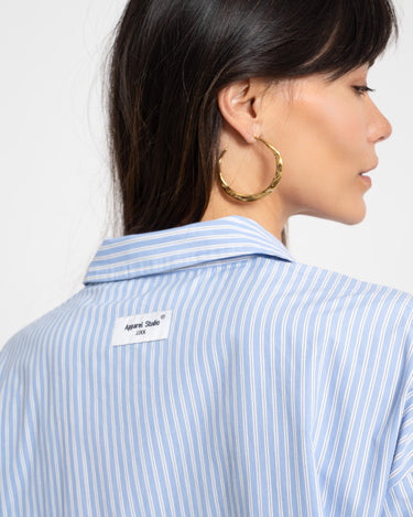 Caro Poplin Stripe Shirt Blue - Things I Like Things I Love