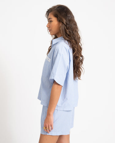 Caro Poplin Stripe Shirt Blue - Things I Like Things I Love