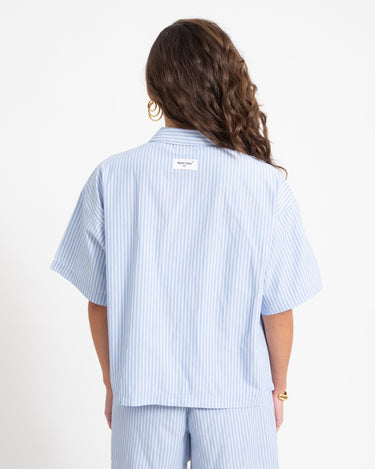 Caro Poplin Stripe Shirt Blue - Things I Like Things I Love