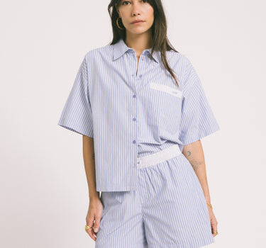 Caro Poplin Stripe Shirt Blue - Things I Like Things I Love