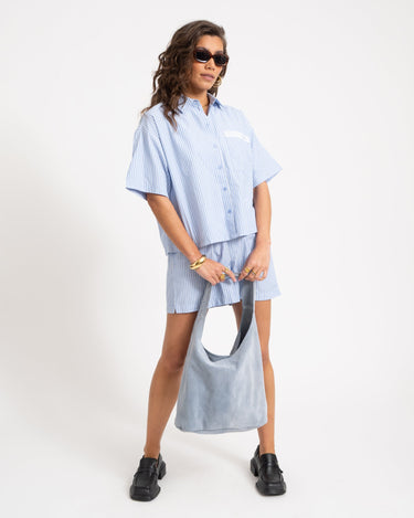 Caro Poplin Stripe Shirt Blue - Things I Like Things I Love