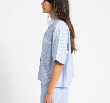 Caro Poplin Stripe Shirt Blue - Things I Like Things I Love